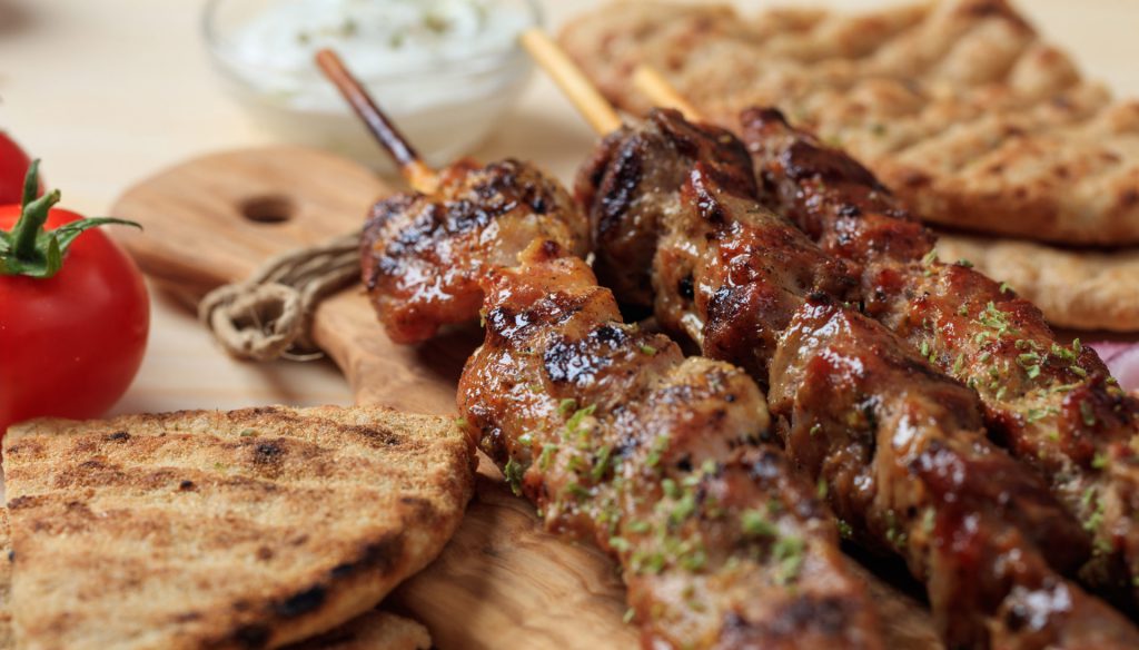 Grilled meat skewers